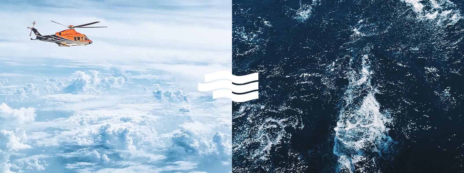 Logoherleitung, Wolken als Darstellung des Windes und Wellen für Wasser
